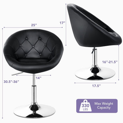 1 Piece Adjustable Modern Swivel Round Tufted, Black Leisure Chairs   at Gallery Canada