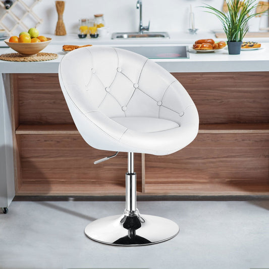 1 Piece Adjustable Modern Swivel Round Tufted, White Leisure Chairs   at Gallery Canada