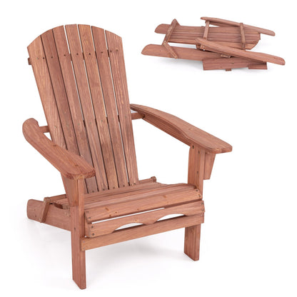 1 Piece Folding Adirondack Chair with High Backrest and Wide Armrests, Brown Adirondack Chairs Brown  at Gallery Canada