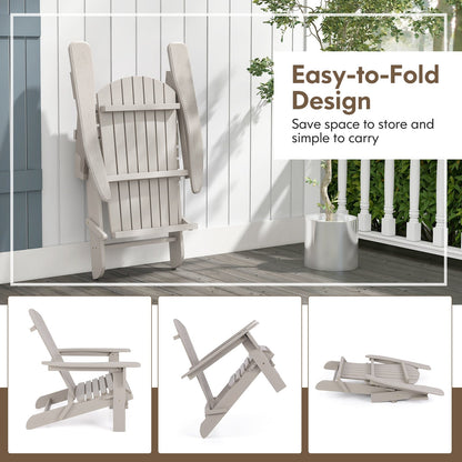 1 Piece Folding Adirondack Chair with High Backrest and Wide Armrests, Gray Adirondack Chairs   at Gallery Canada