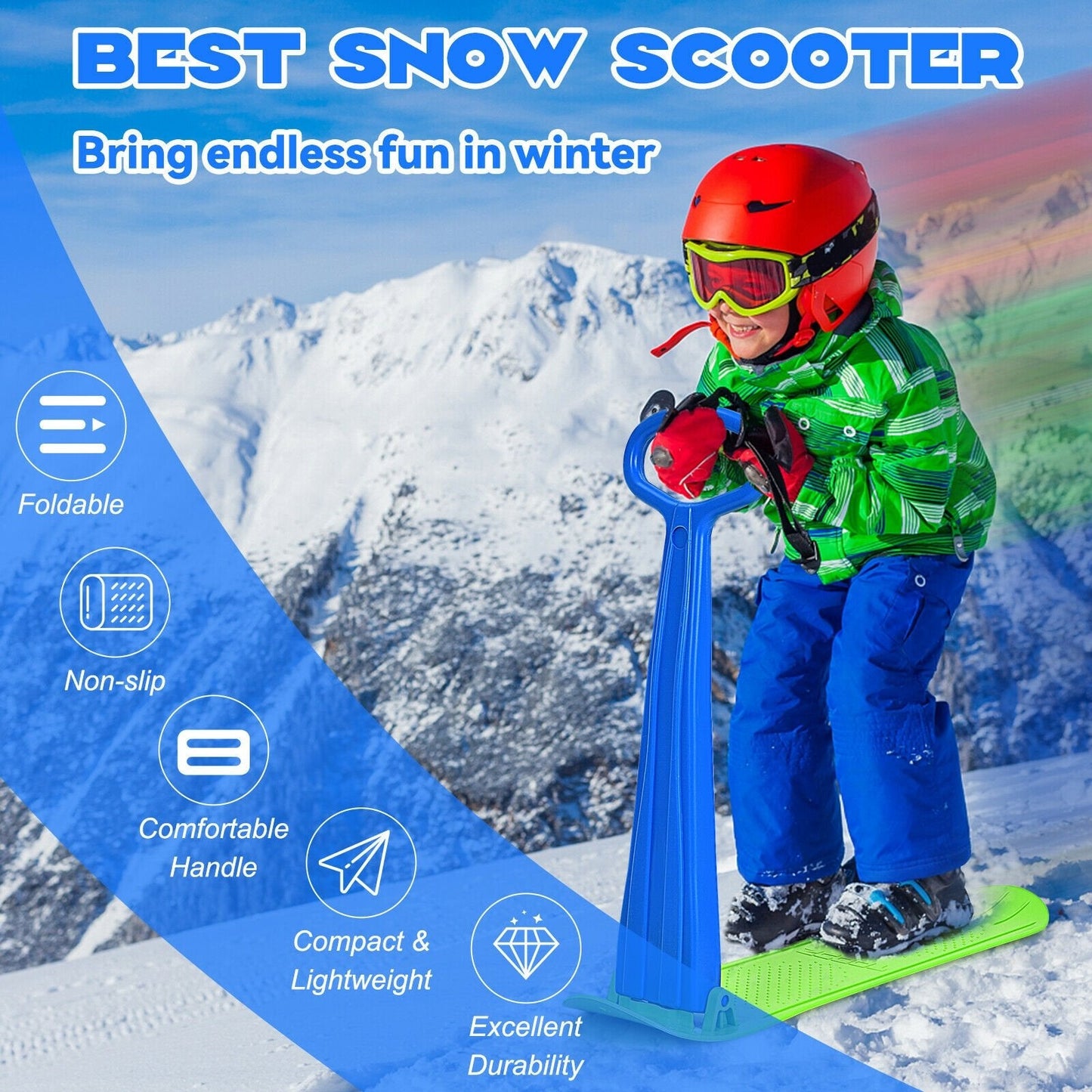 1-Rider Snow Scooter with Grip Handle, Blue Winter Sports & Activities   at Gallery Canada