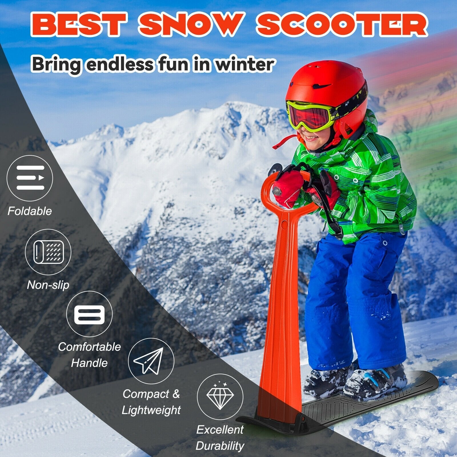 1-Rider Snow Scooter with Grip Handle, Red Winter Sports & Activities   at Gallery Canada