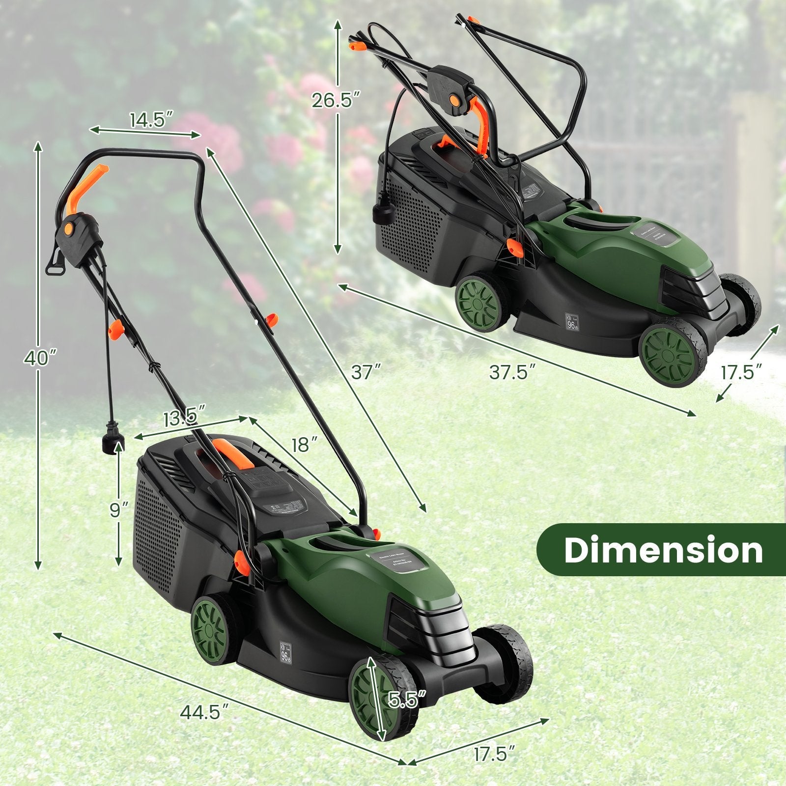 10 AMP 13 Inch Electric Corded Lawn Mower with Collection Box, Blue & Green Garden Tools   at Gallery Canada