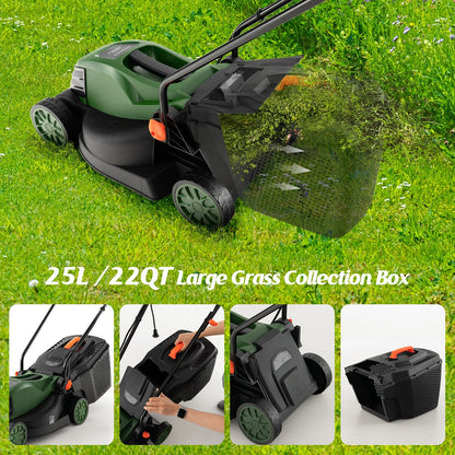 10 AMP 13 Inch Electric Corded Lawn Mower with Collection Box, Blue & Green Garden Tools   at Gallery Canada