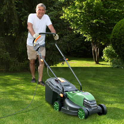 10 AMP 13 Inch Electric Corded Lawn Mower with Collection Box, Blue & Green Garden Tools   at Gallery Canada