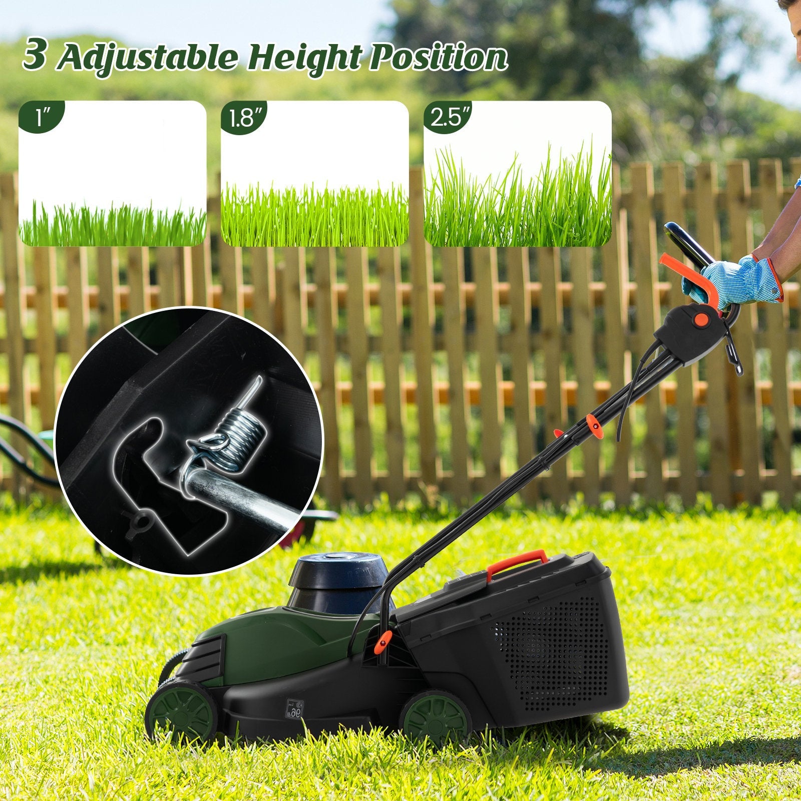 10 AMP 13 Inch Electric Corded Lawn Mower with Collection Box, Blue & Green Garden Tools   at Gallery Canada