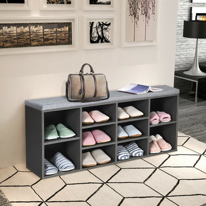 10-Cube Organizer  Entryway Padded Shoe Storage Bench, Gray Shoe Racks & Storage Benches   at Gallery Canada