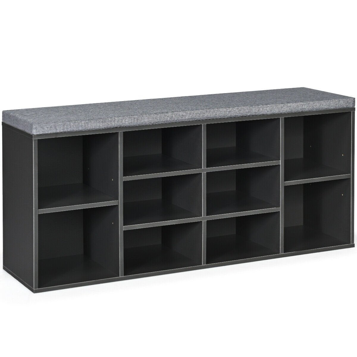 10-Cube Organizer  Entryway Padded Shoe Storage Bench, Gray Shoe Racks & Storage Benches   at Gallery Canada