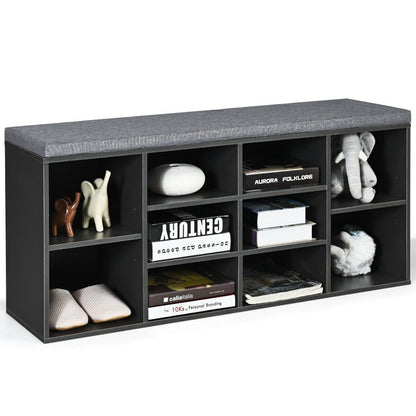 10-Cube Organizer  Entryway Padded Shoe Storage Bench, Gray Shoe Racks & Storage Benches   at Gallery Canada