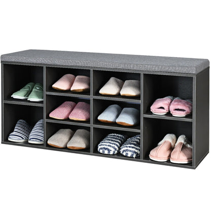 10-Cube Organizer  Entryway Padded Shoe Storage Bench, Gray Shoe Racks & Storage Benches   at Gallery Canada