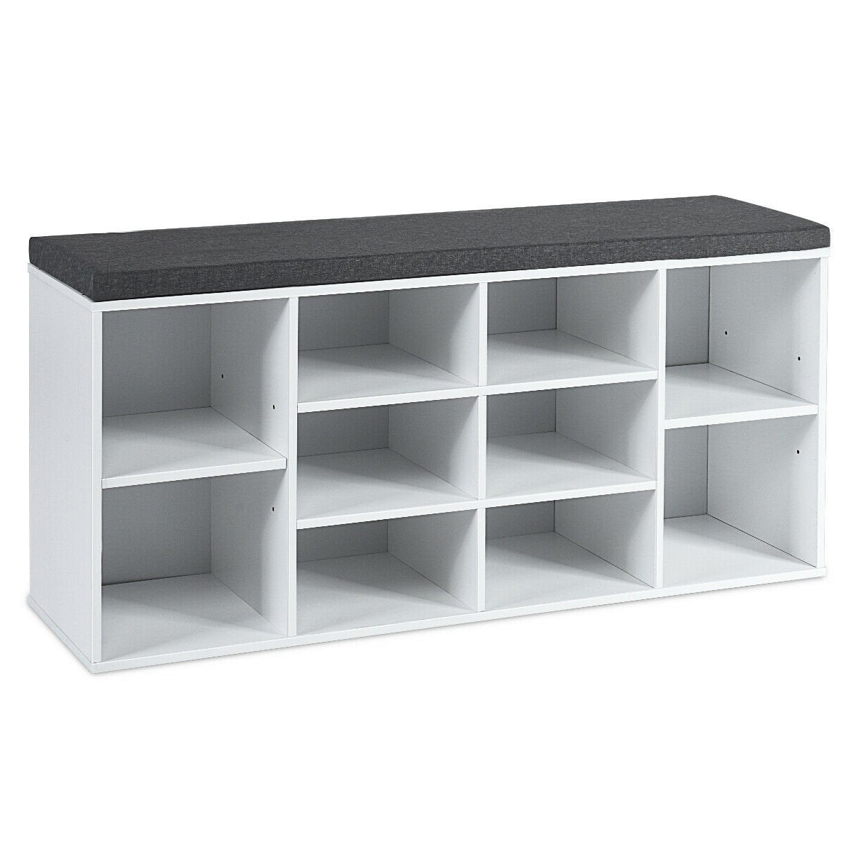 10-Cube Organizer  Entryway Padded Shoe Storage Bench, White Shoe Racks & Storage Benches   at Gallery Canada