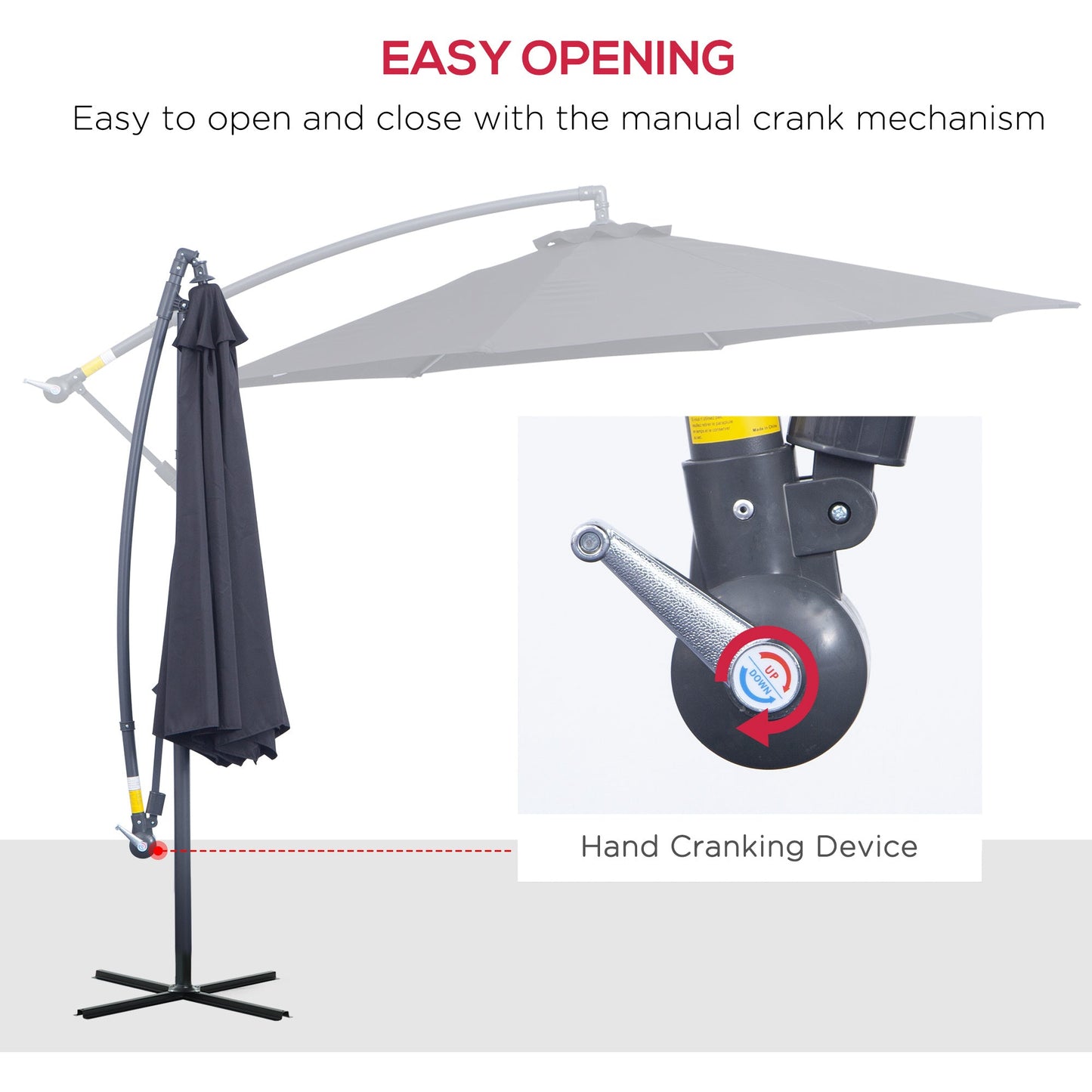 10' Deluxe Patio Umbrella Outdoor Market Parasol Banana Hanging Offset Sunshade Crank Cross Base Black Cantilever Umbrellas   at Gallery Canada