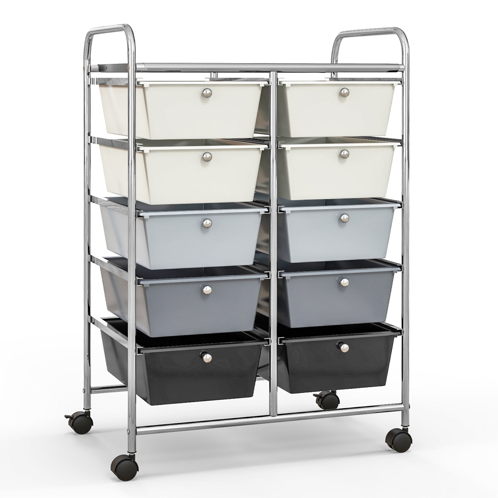 10-Drawer Rolling Storage Cart, Beige & Gray File Cabinets   at Gallery Canada