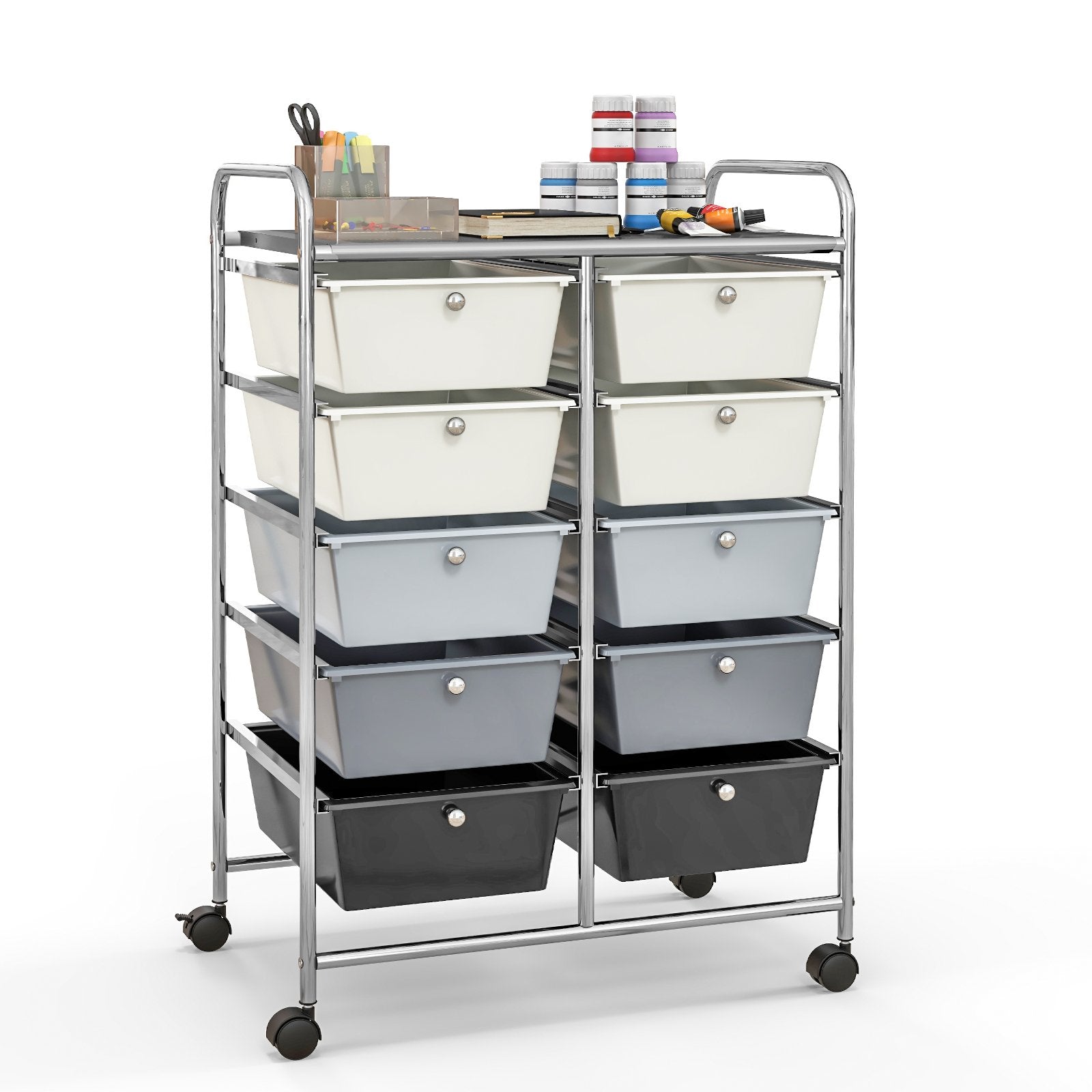 10-Drawer Rolling Storage Cart, Beige & Gray File Cabinets   at Gallery Canada