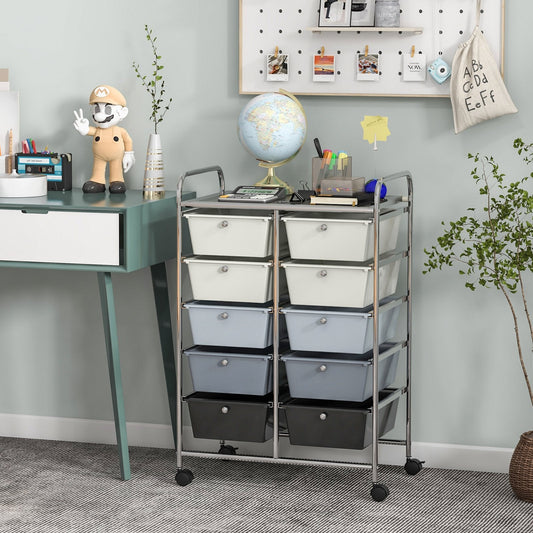 10-Drawer Rolling Storage Cart, Beige & Gray File Cabinets   at Gallery Canada