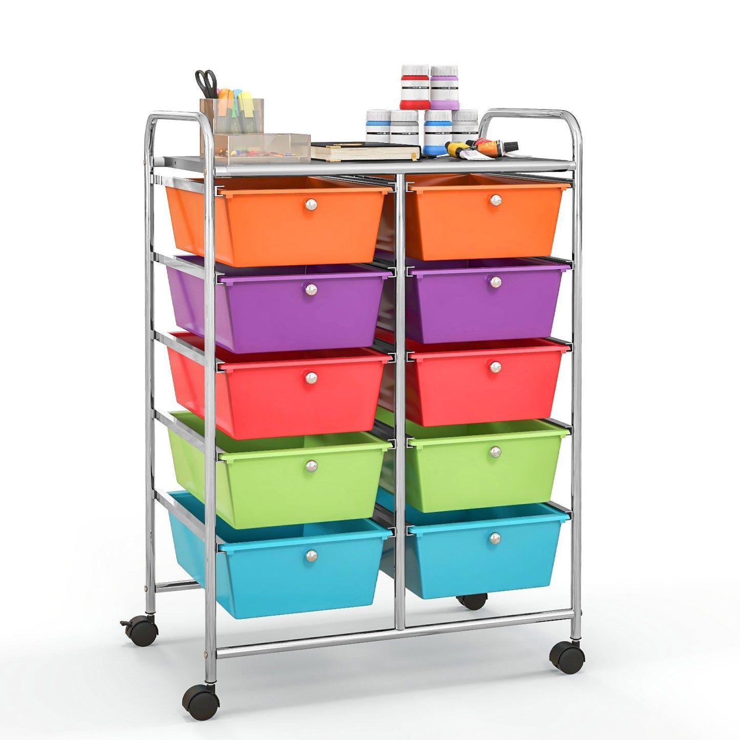 10-Drawer Rolling Storage Cart, Deep Multicolor File Cabinets   at Gallery Canada