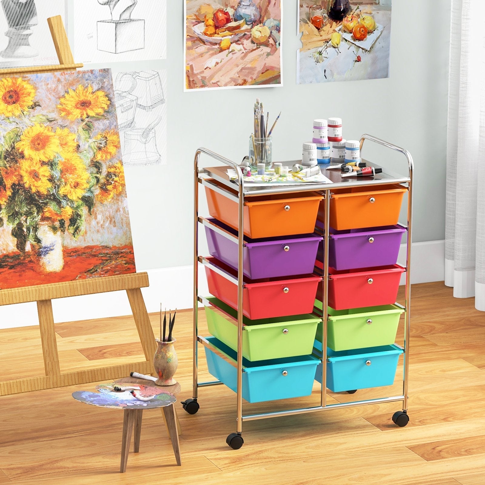 10-Drawer Rolling Storage Cart, Deep Multicolor File Cabinets   at Gallery Canada