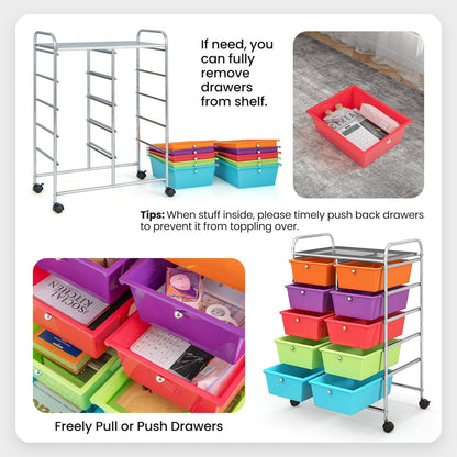 10-Drawer Rolling Storage Cart, Deep Multicolor File Cabinets   at Gallery Canada