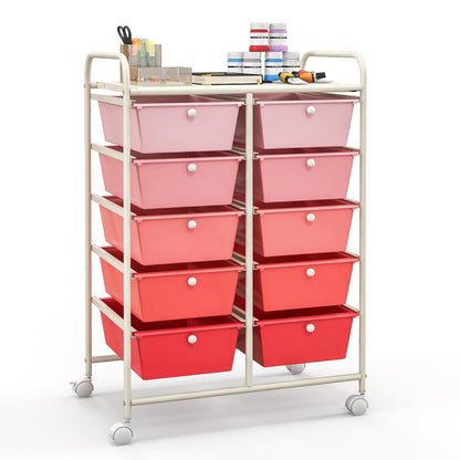 10-Drawer Rolling Storage Cart, Gradient Pink File Cabinets   at Gallery Canada