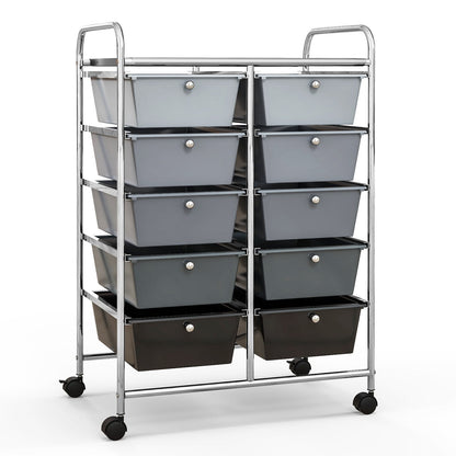 10-Drawer Rolling Storage Cart, Gray File Cabinets   at Gallery Canada