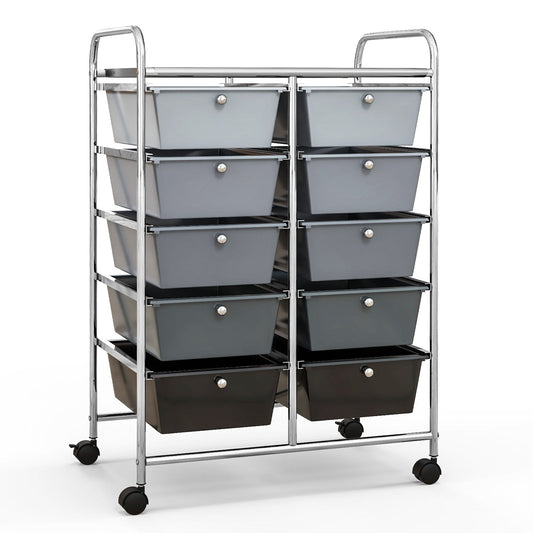 10-Drawer Rolling Storage Cart, Gray File Cabinets   at Gallery Canada