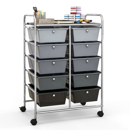 10-Drawer Rolling Storage Cart, Gray File Cabinets   at Gallery Canada