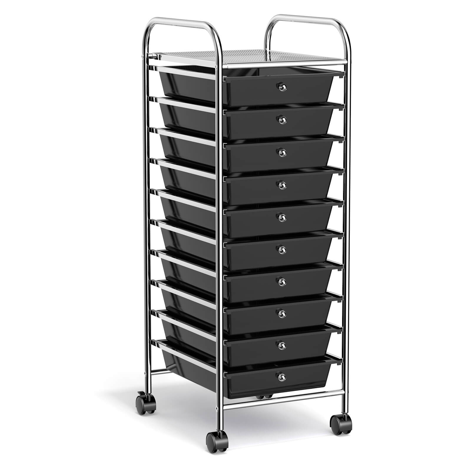 10 Drawer Rolling Storage Cart Organizer with 4 Universal Casters, Black File Cabinets   at Gallery Canada