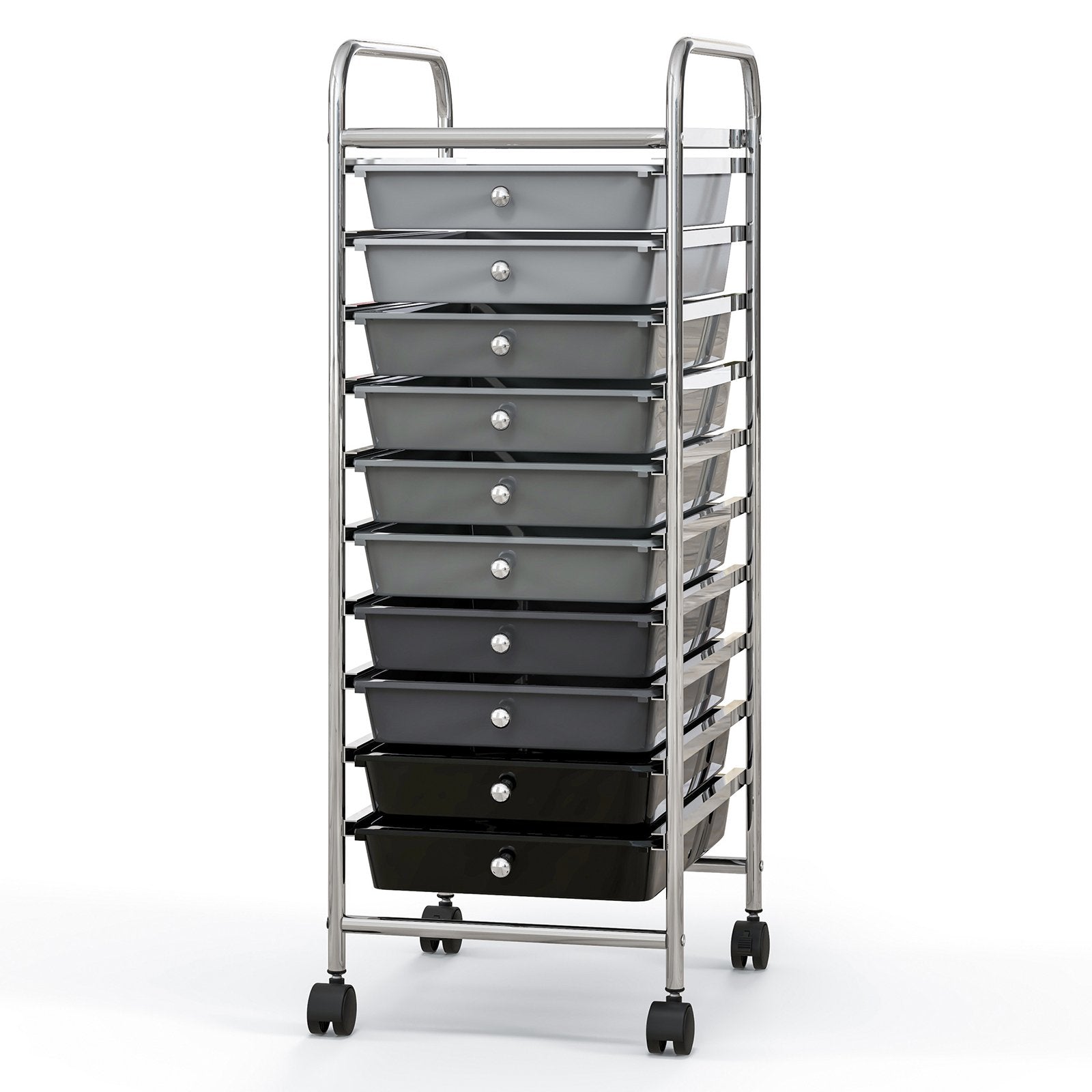 10 Drawer Rolling Storage Cart Organizer with 4 Universal Casters, Gradient Gray File Cabinets   at Gallery Canada