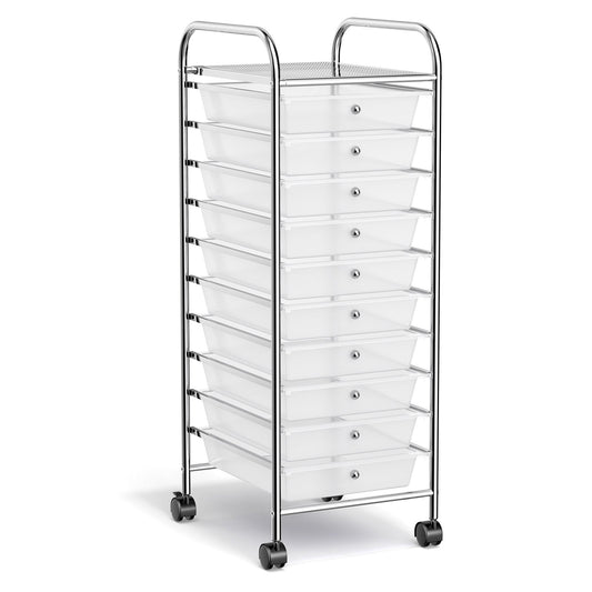 10 Drawer Rolling Storage Cart Organizer with 4 Universal Casters, Transparent File Cabinets   at Gallery Canada