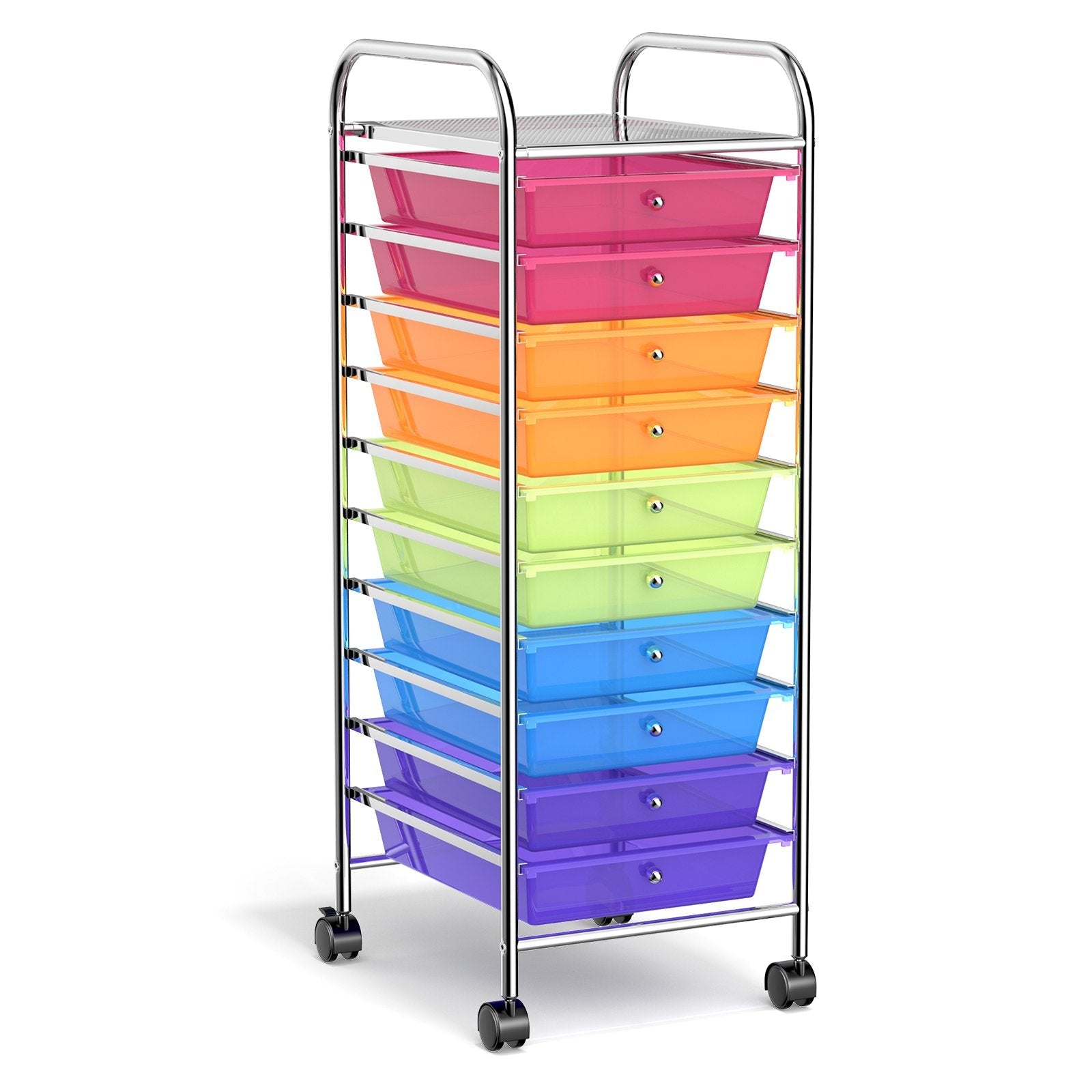 10 Drawer Rolling Storage Cart Organizer with 4 Universal Casters, Transparent Multicolor File Cabinets   at Gallery Canada