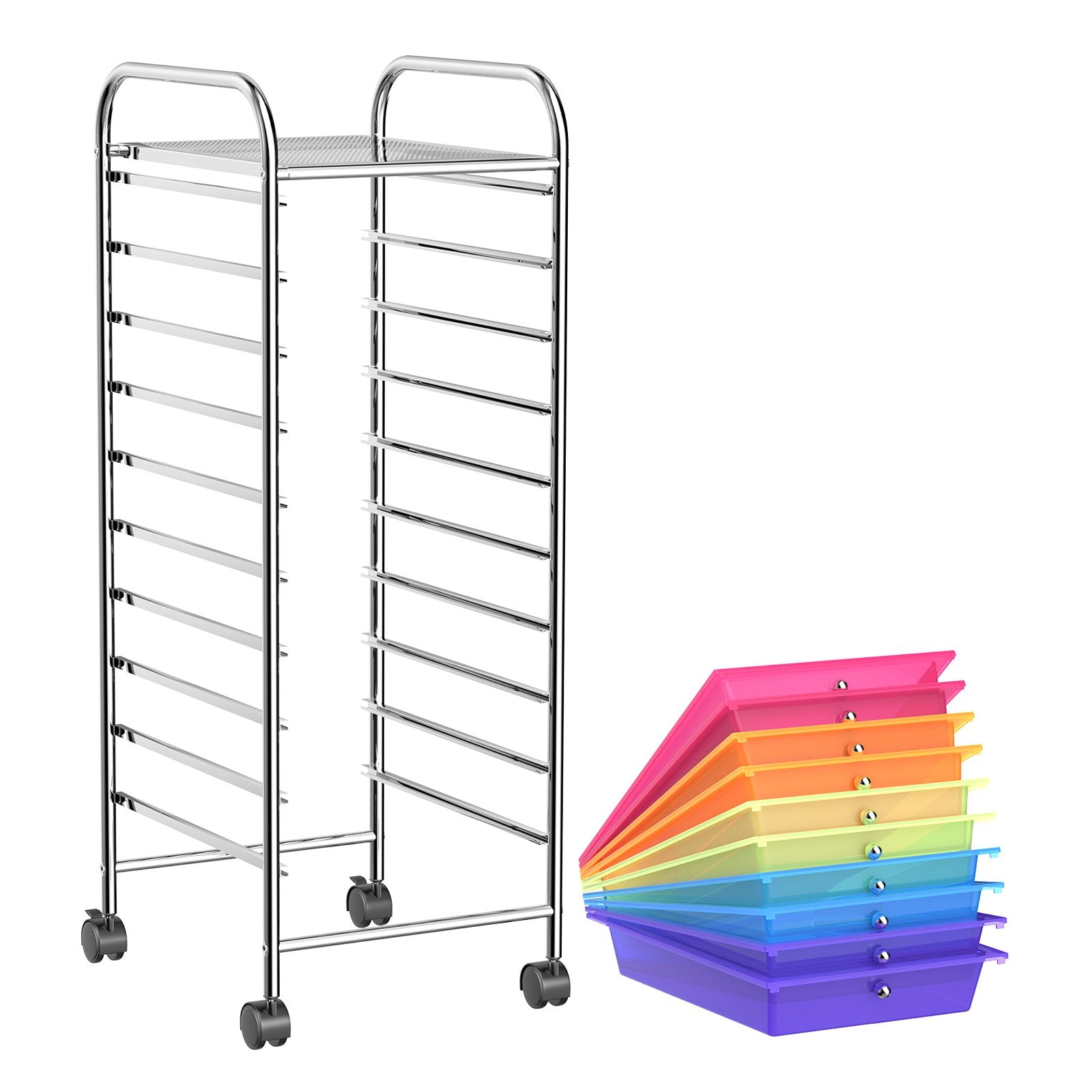 10 Drawer Rolling Storage Cart Organizer with 4 Universal Casters, Transparent Multicolor File Cabinets   at Gallery Canada