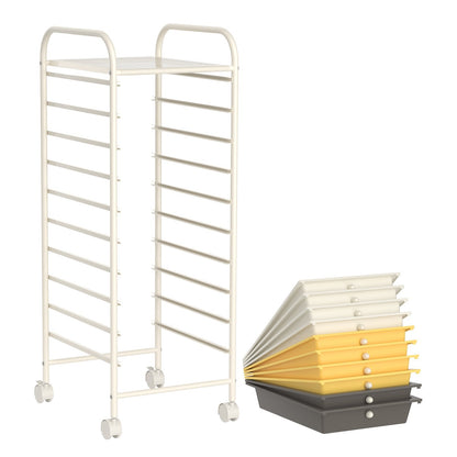 10 Drawer Rolling Storage Cart Organizer with 4 Universal Casters, Yellow File Cabinets   at Gallery Canada