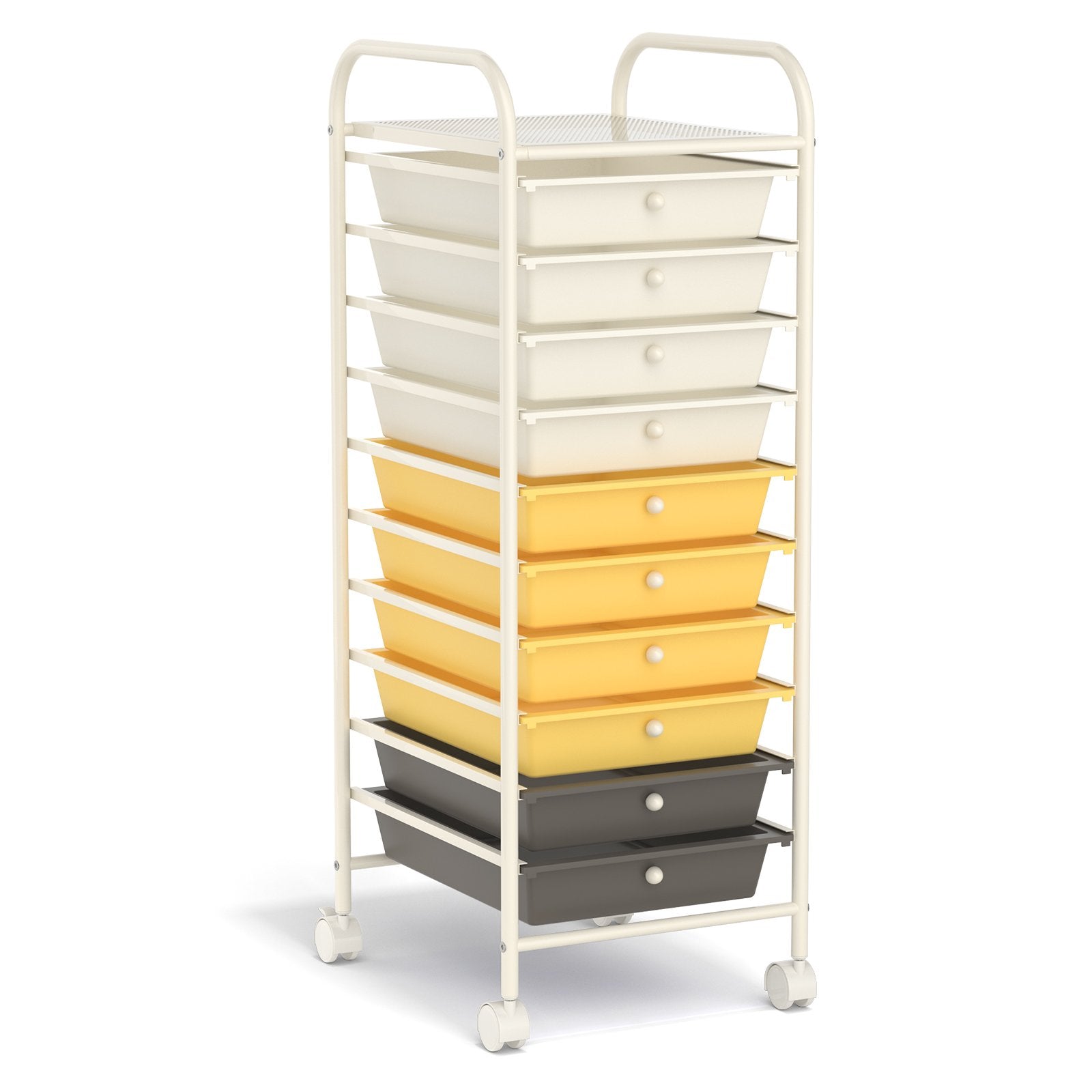 10 Drawer Rolling Storage Cart Organizer with 4 Universal Casters, Yellow File Cabinets   at Gallery Canada