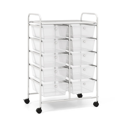 10-Drawer Rolling Storage Cart, Transparent