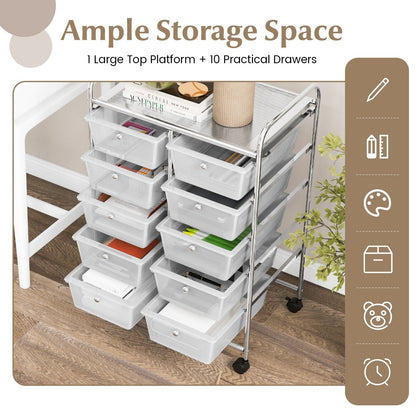 10-Drawer Rolling Storage Cart, Transparent File Cabinets   at Gallery Canada