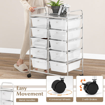 10-Drawer Rolling Storage Cart, Transparent File Cabinets   at Gallery Canada