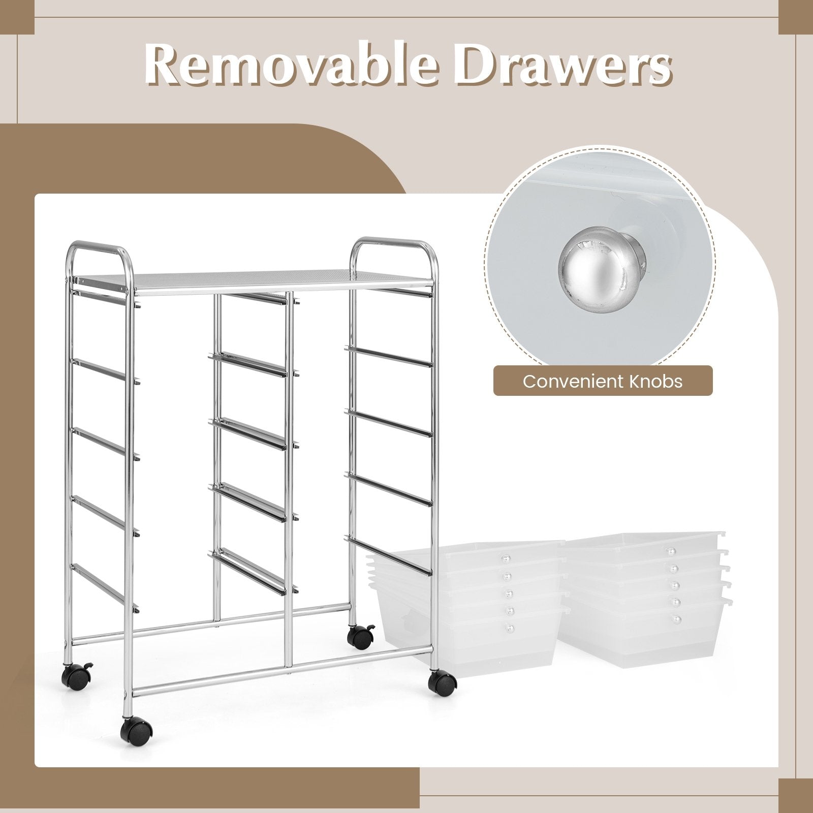 10-Drawer Rolling Storage Cart, Transparent File Cabinets   at Gallery Canada