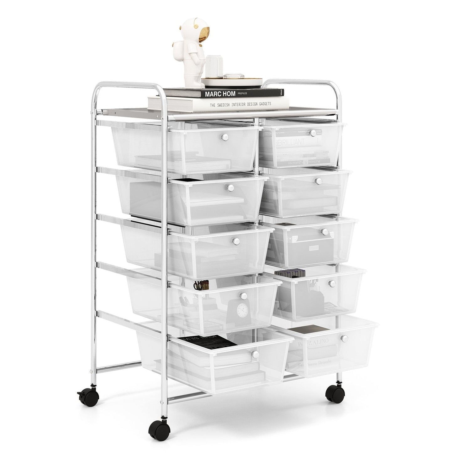 10-Drawer Rolling Storage Cart, Transparent File Cabinets   at Gallery Canada