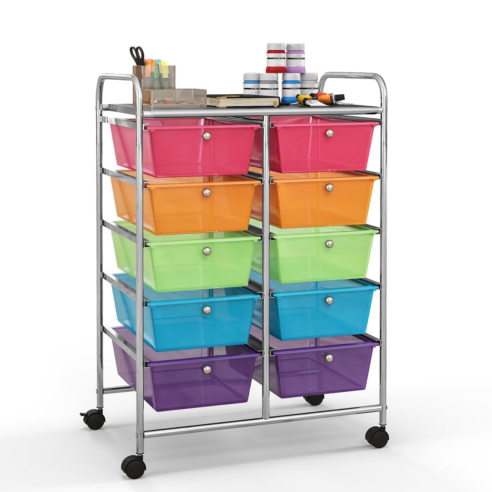 10-Drawer Rolling Storage Cart, Transparent Multicolor File Cabinets   at Gallery Canada