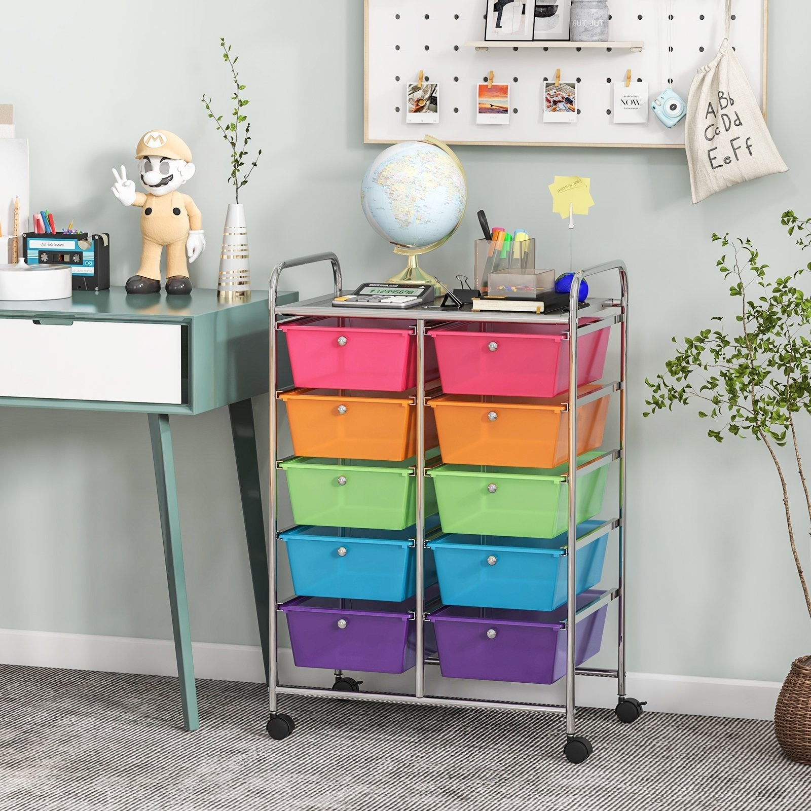 10-Drawer Rolling Storage Cart, Transparent Multicolor File Cabinets   at Gallery Canada