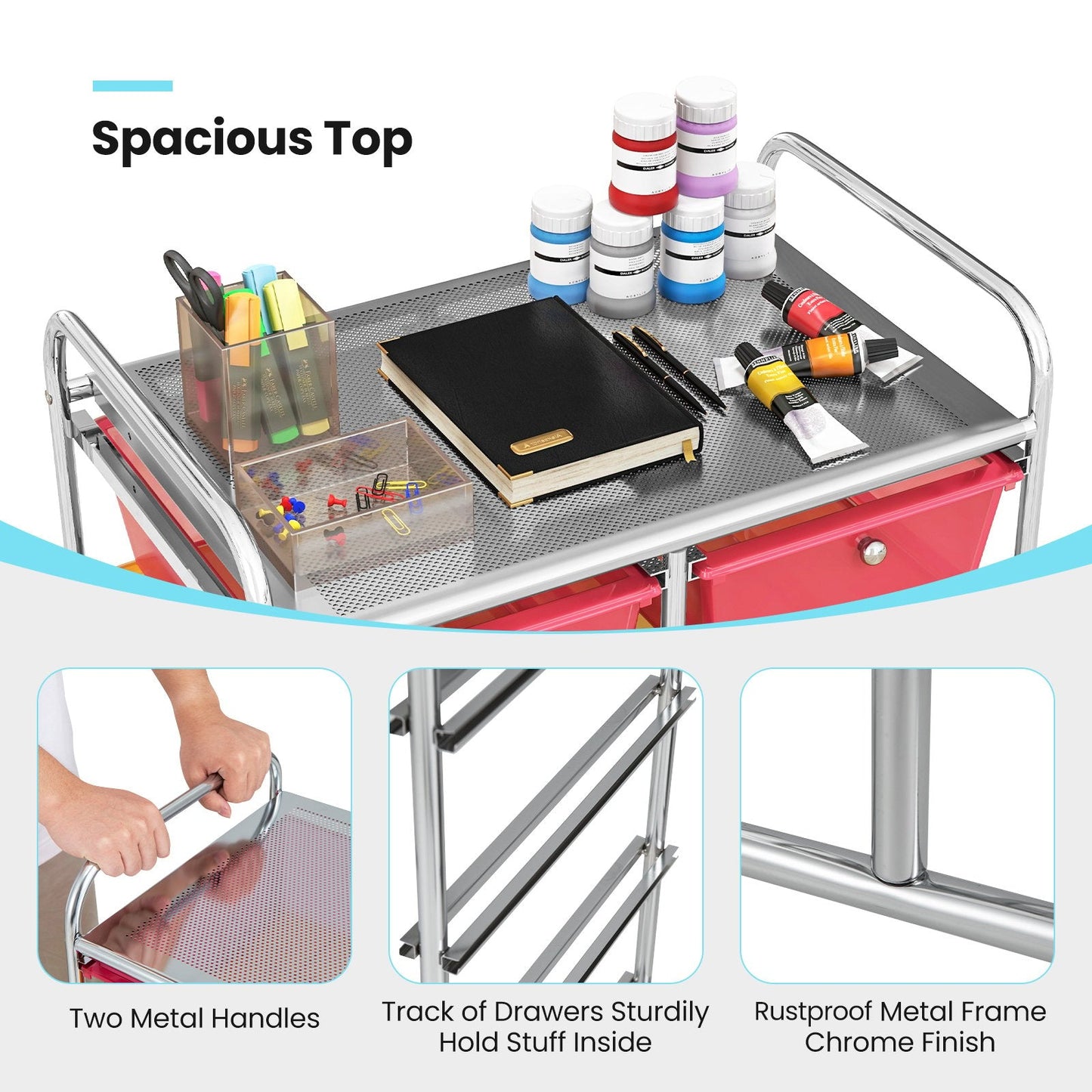 10-Drawer Rolling Storage Cart, Transparent Multicolor File Cabinets   at Gallery Canada