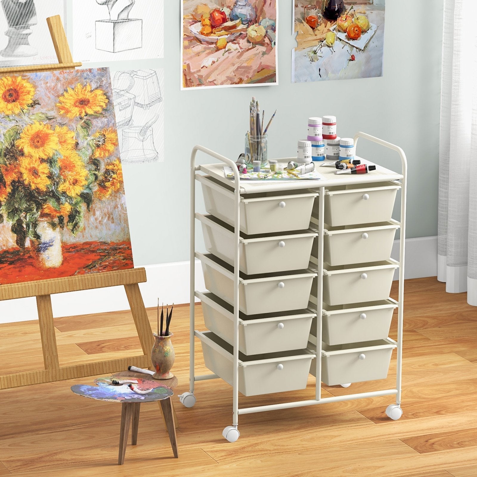 10-Drawer Rolling Storage Cart, White File Cabinets   at Gallery Canada