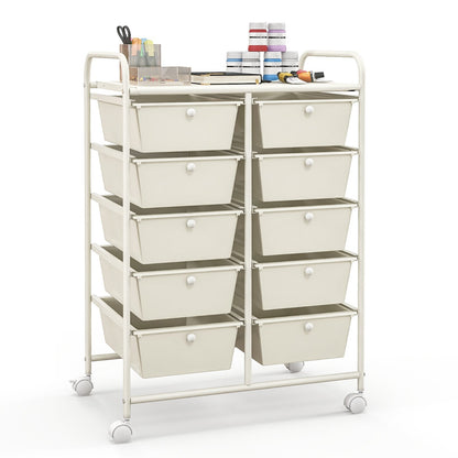 10-Drawer Rolling Storage Cart, White File Cabinets   at Gallery Canada