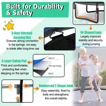 10 Feet ASTM Approved Recreational Trampoline with Ladder, Black Trampolines   at Gallery Canada