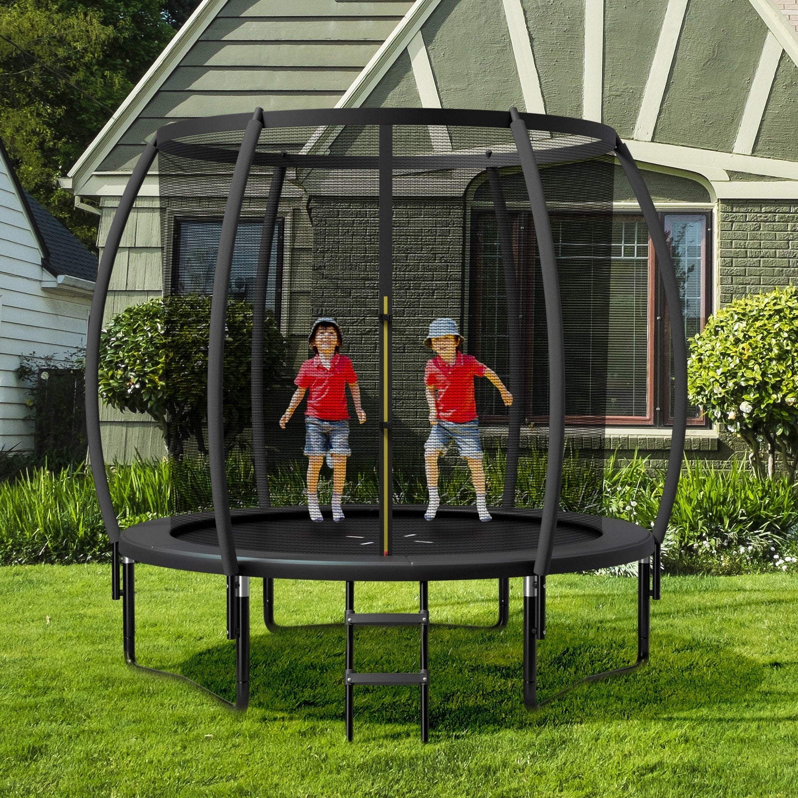 10 Feet ASTM Approved Recreational Trampoline with Ladder, Black Trampolines   at Gallery Canada