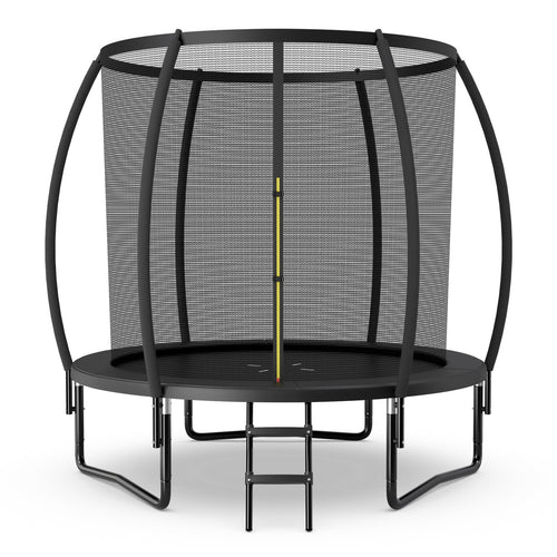 10 Feet ASTM Approved Recreational Trampoline with Ladder, Black