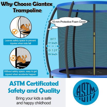 10 Feet ASTM Approved Recreational Trampoline with Ladder, Blue Trampolines   at Gallery Canada