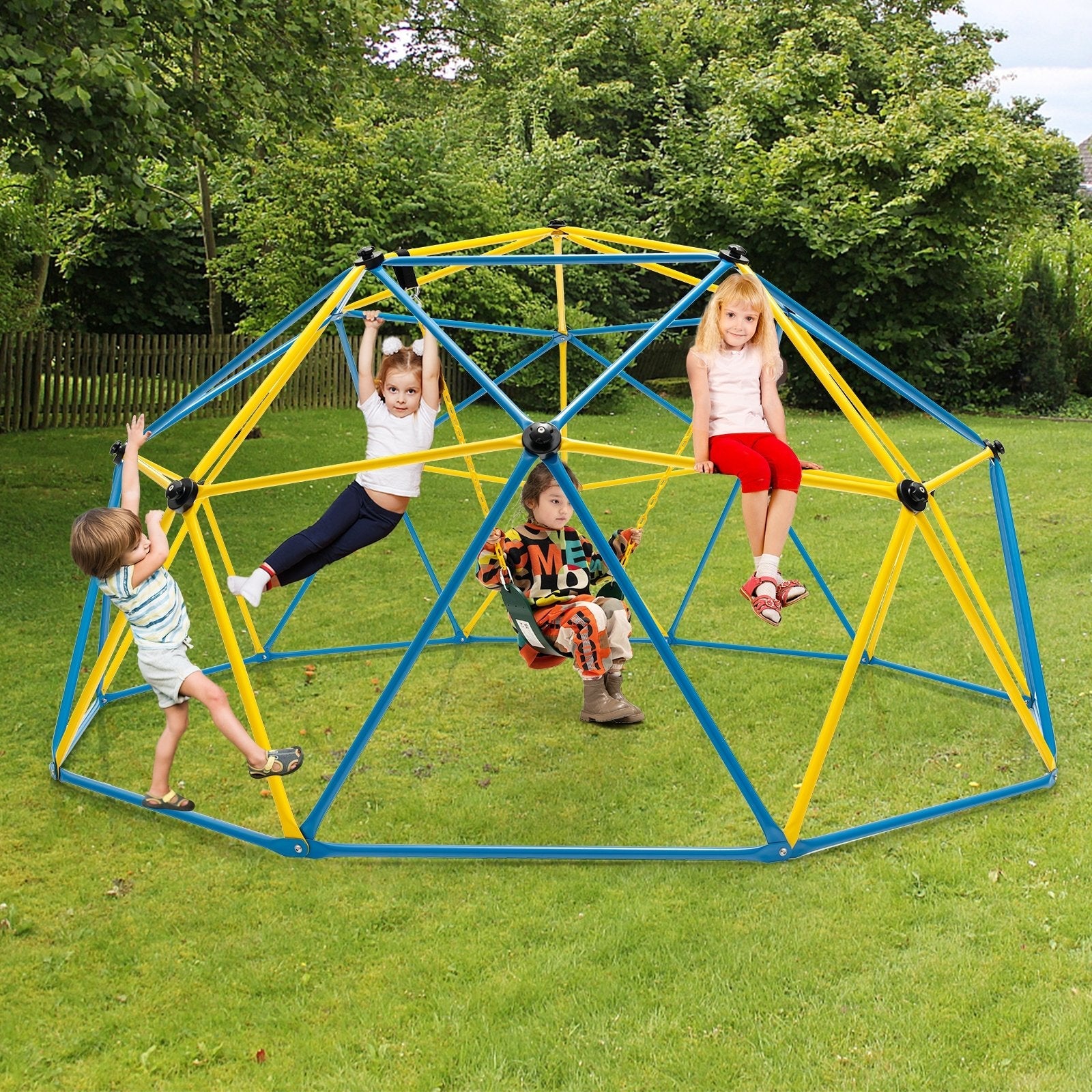 10 Feet Dome Climber with Swing and 800 Lbs Load Capacity, Multicolor Climbers & Slides   at Gallery Canada