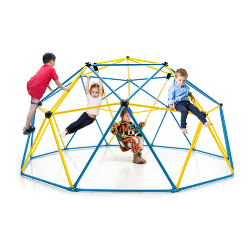 10 Feet Dome Climber with Swing and 800 Lbs Load Capacity, Multicolor