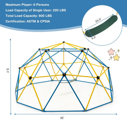 10 Feet Dome Climber with Swing and 800 Lbs Load Capacity, Multicolor Climbers & Slides   at Gallery Canada